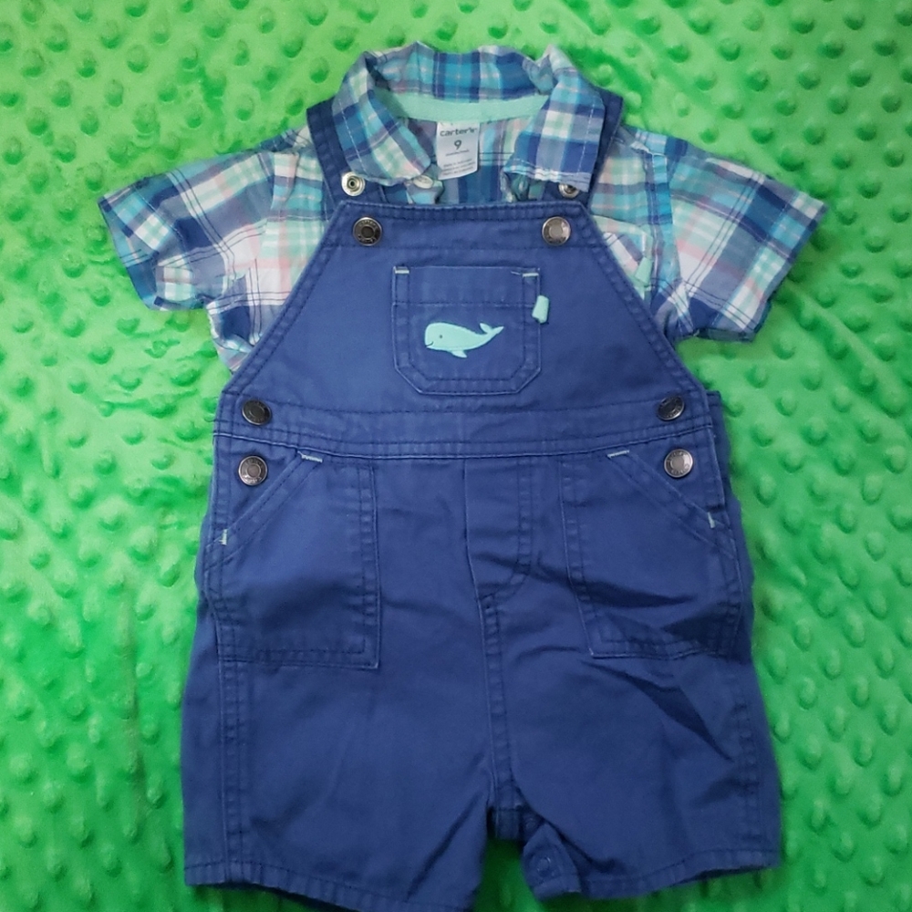 Carter's 2 piece Overall Short Set 9 months